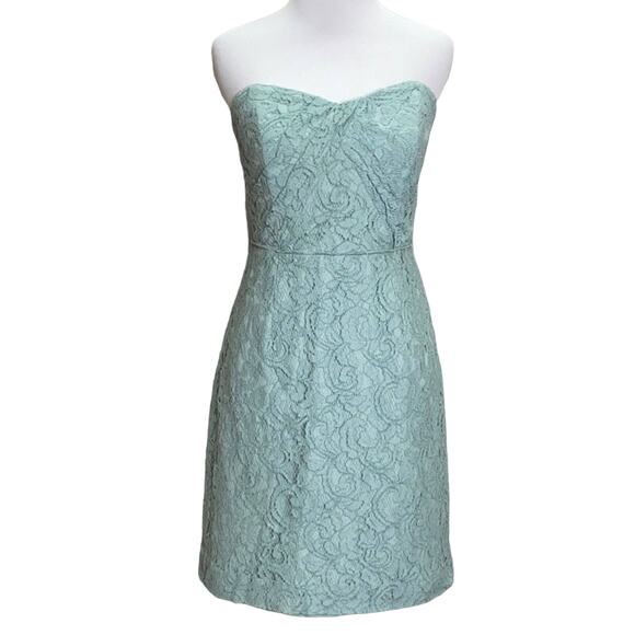 J. Crew Mint Lace Overlay Strapless Dress 2 - Picture 1 of 7